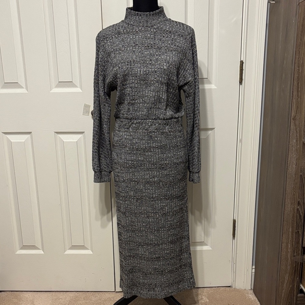 Floret Studios Ribbed Mock Neck Sweater Dress